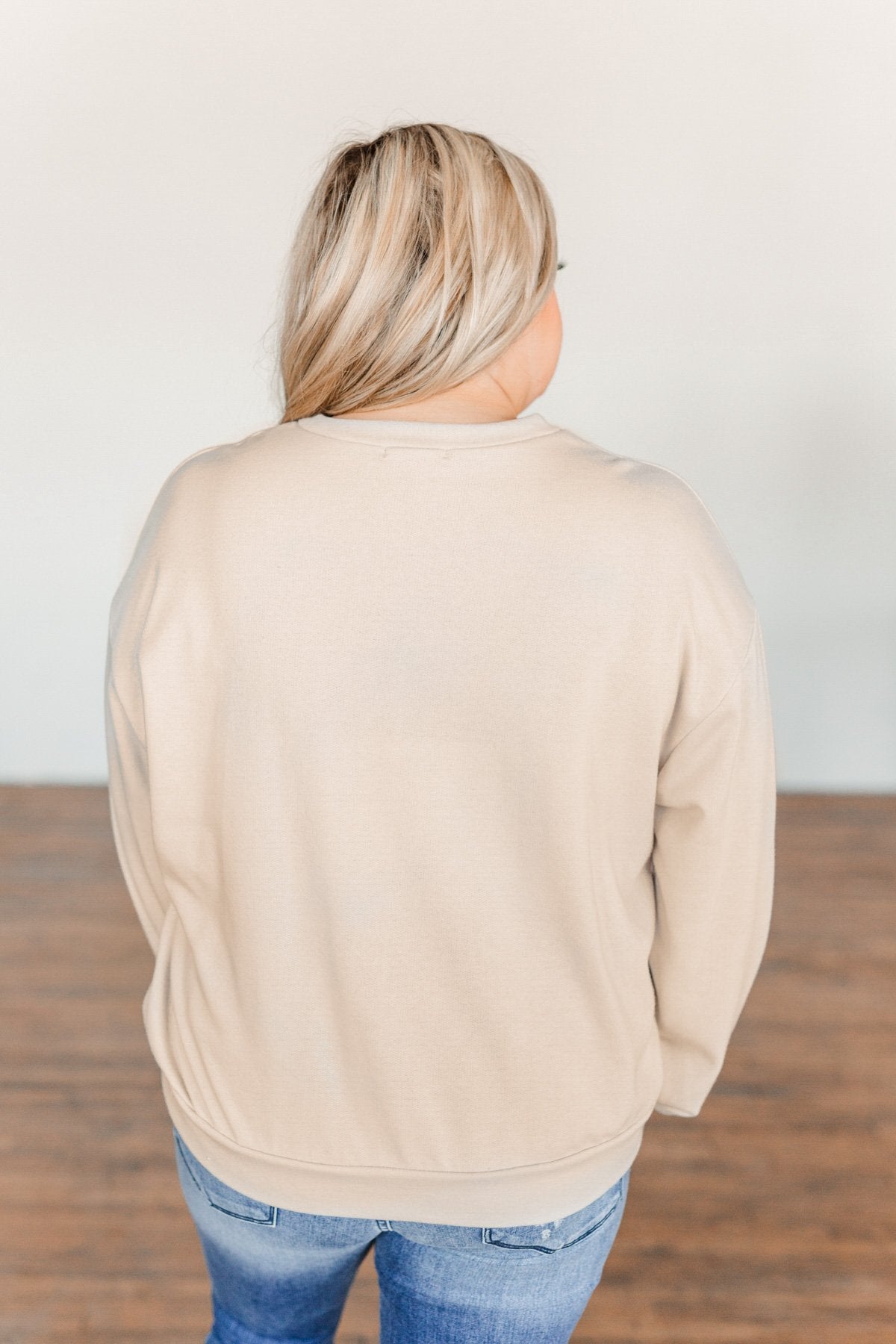 "Johnny Cash Walk The Line" Graphic Pullover- Light Beige