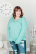 Life In Full Bloom V-Neck Knit Top- Aqua Blue