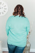 Life In Full Bloom V-Neck Knit Top- Aqua Blue