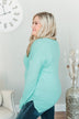 Life In Full Bloom V-Neck Knit Top- Aqua Blue