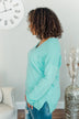 Life In Full Bloom V-Neck Knit Top- Aqua Blue