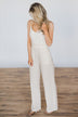 Jump Into Spring Taupe & Ivory Jumpsuit