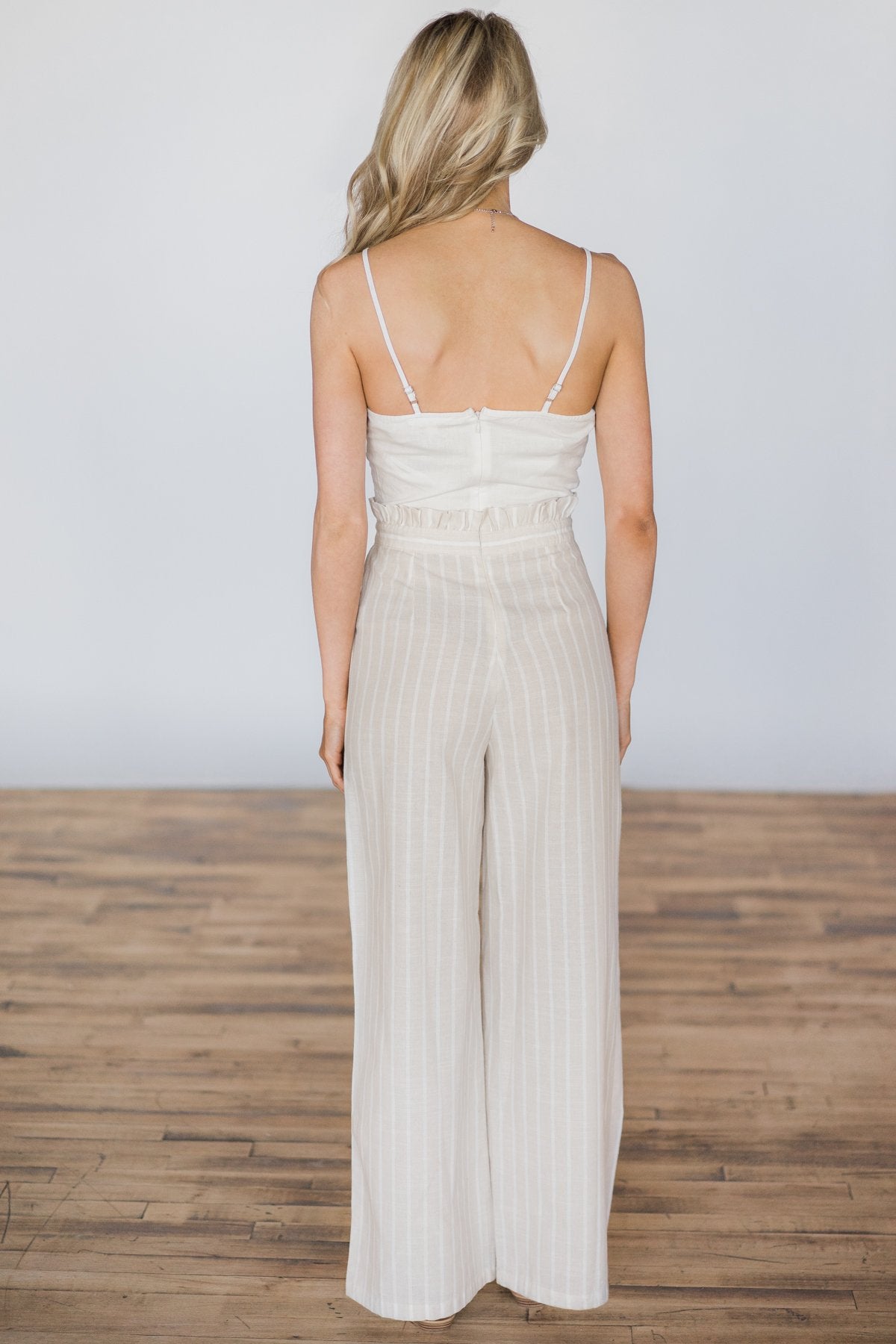 Jump Into Spring Taupe & Ivory Jumpsuit