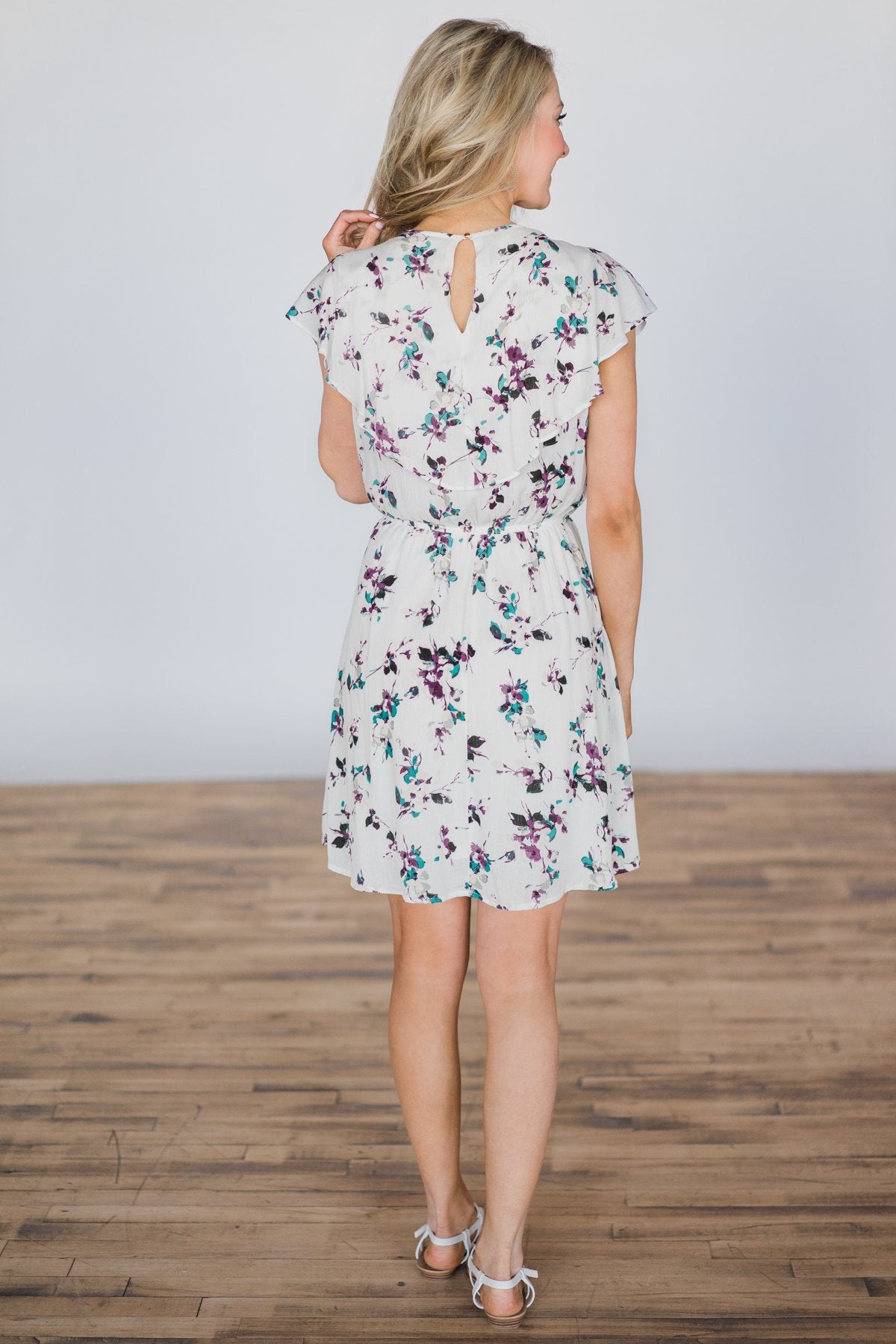 Ruffles and You Floral Dress- Ivory