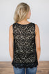 Last to Leave Black Lace Tank Top