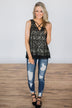 Last to Leave Black Lace Tank Top