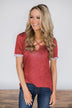 Enough for You Criss Cross Top ~ Barn Red