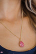 Single Teardrop Necklace- Watermelon Pink
