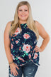 Beauty In Everything Floral Knot Top- Navy