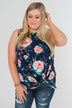 Beauty In Everything Floral Knot Top- Navy