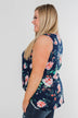 Beauty In Everything Floral Knot Top- Navy