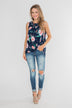 Beauty In Everything Floral Knot Top- Navy
