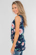 Beauty In Everything Floral Knot Top- Navy