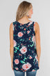 Beauty In Everything Floral Knot Top- Navy