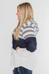 Speak to Me Color Block Drawstring Hoodie- Navy & Ivory
