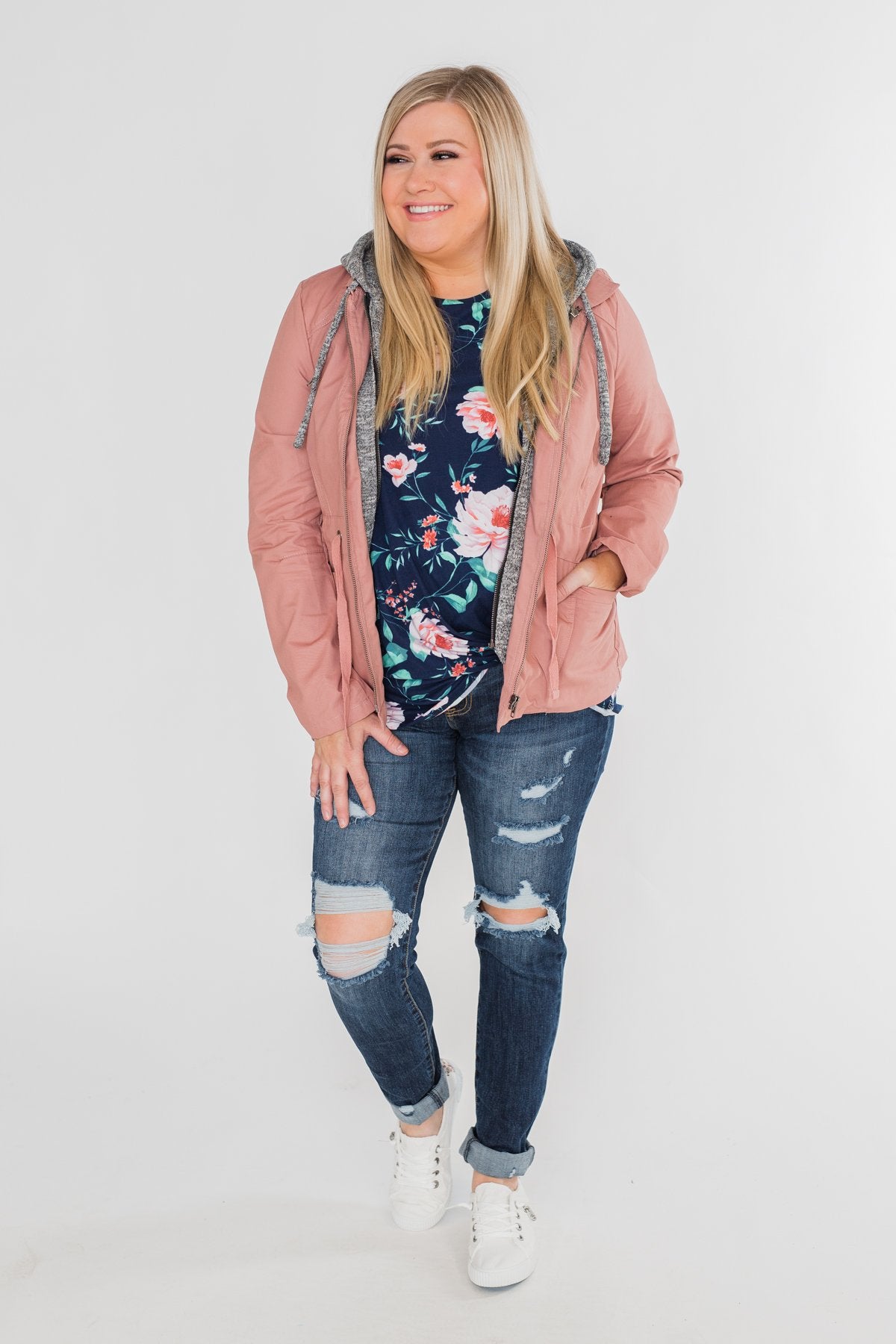 Beauty In Everything Floral Knot Top- Navy