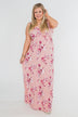 Daydreaming in Floral V-Neck Maxi Dress- Soft Pink