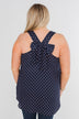 Wander Through Polka-Dot Bow Back Tank Top- Navy