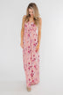 Daydreaming in Floral V-Neck Maxi Dress- Soft Pink