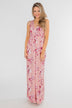 Daydreaming in Floral V-Neck Maxi Dress- Soft Pink