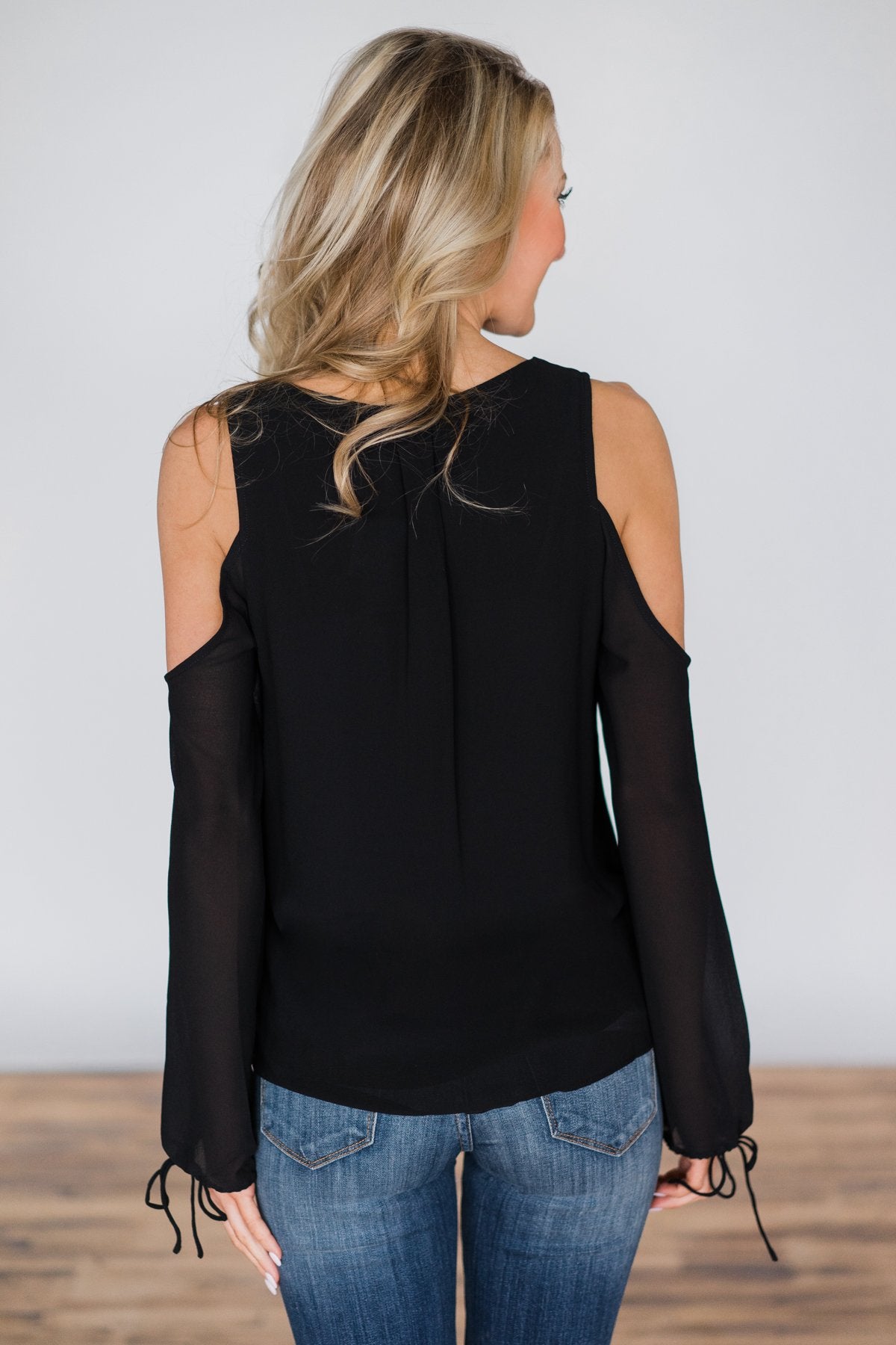Chasing Perfection Black Cold Shoulder Top