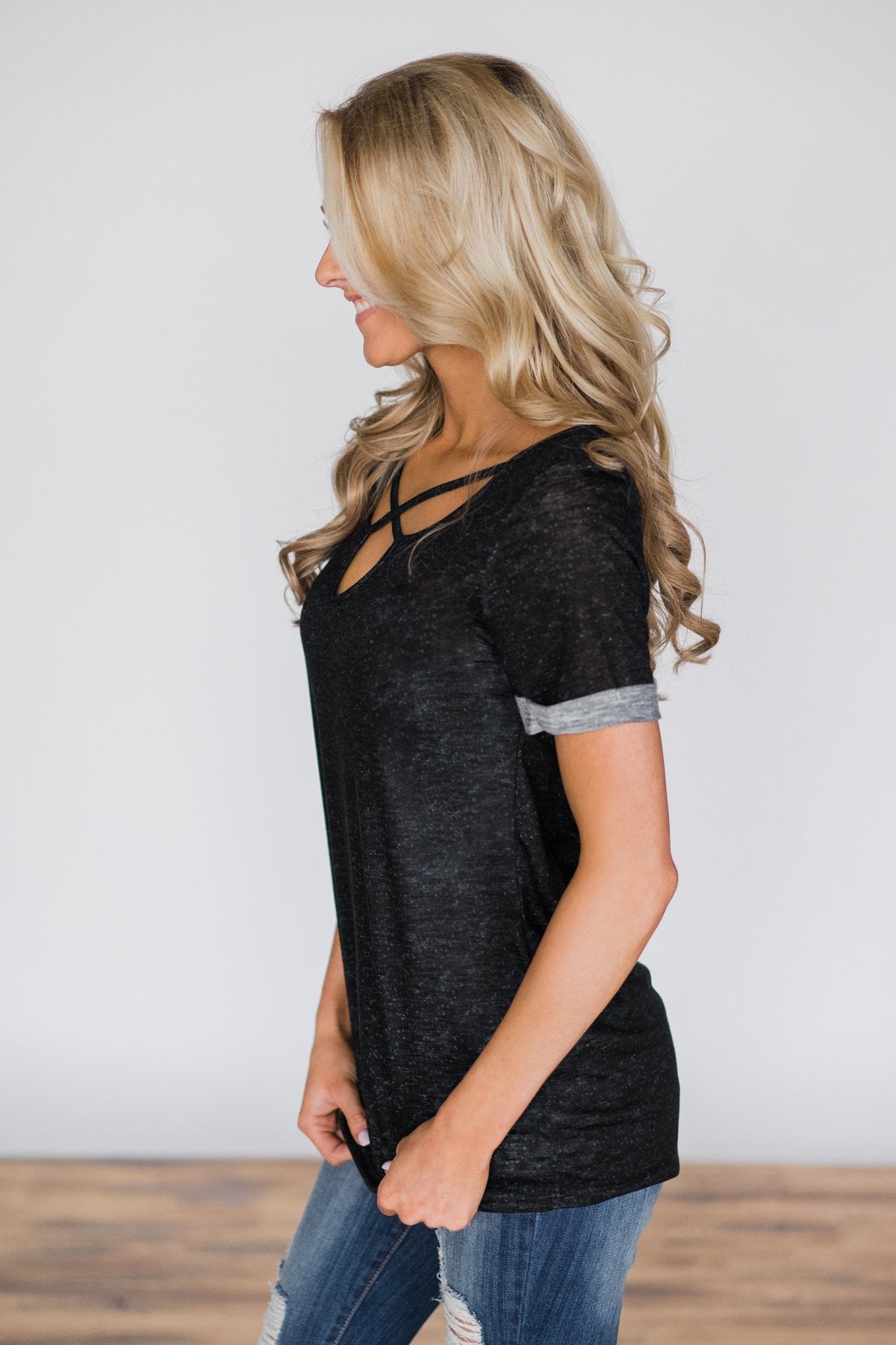 Enough for You Criss Cross Top ~ Black