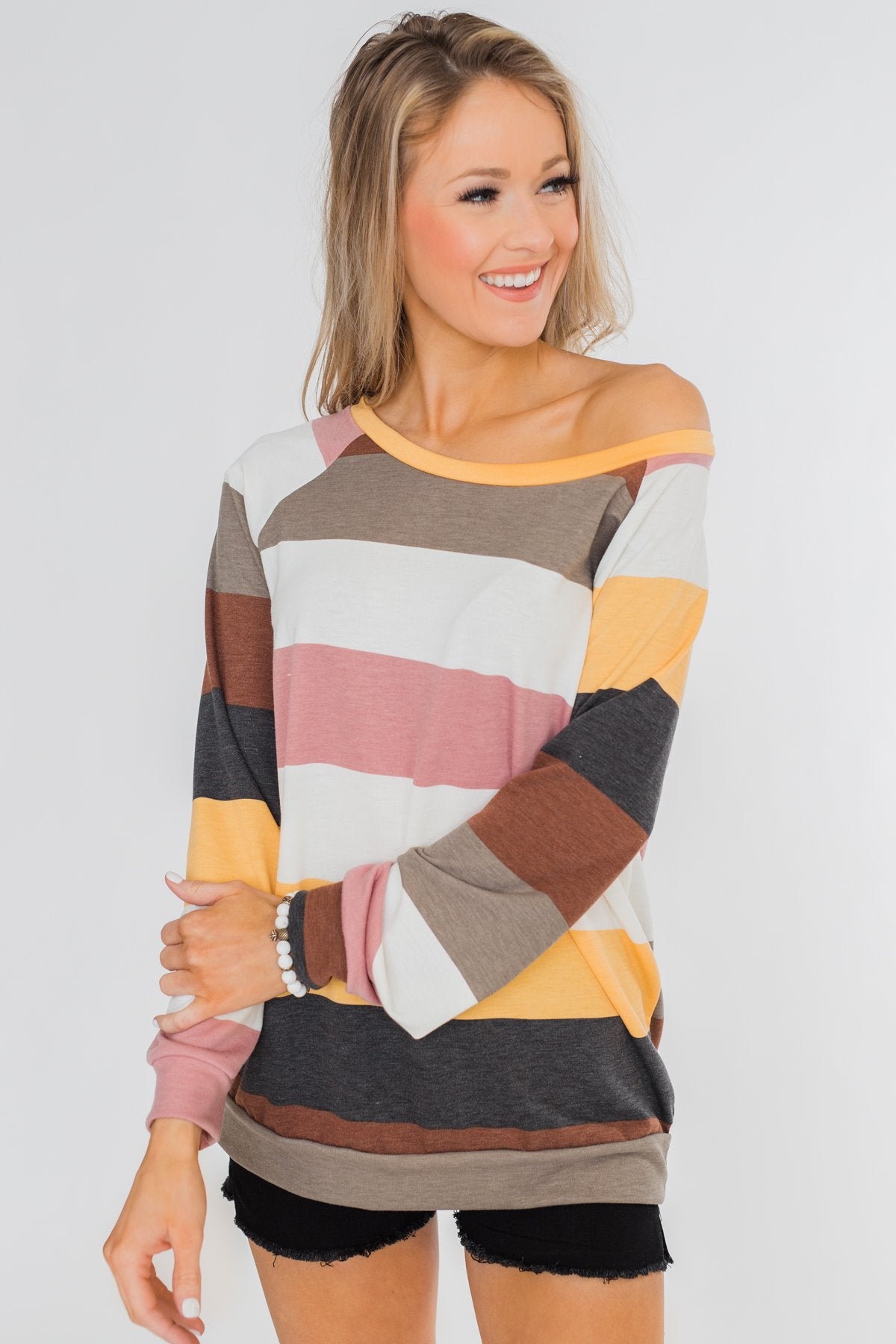 Better Off This Way Striped Top- Multi-Colored