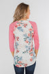Floral Blessings 3/4 Sleeve Top- Ivory & Pink