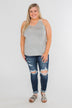 Tell Me Again Crochet Knit Tank Top- Heather Grey