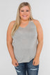Tell Me Again Crochet Knit Tank Top- Heather Grey
