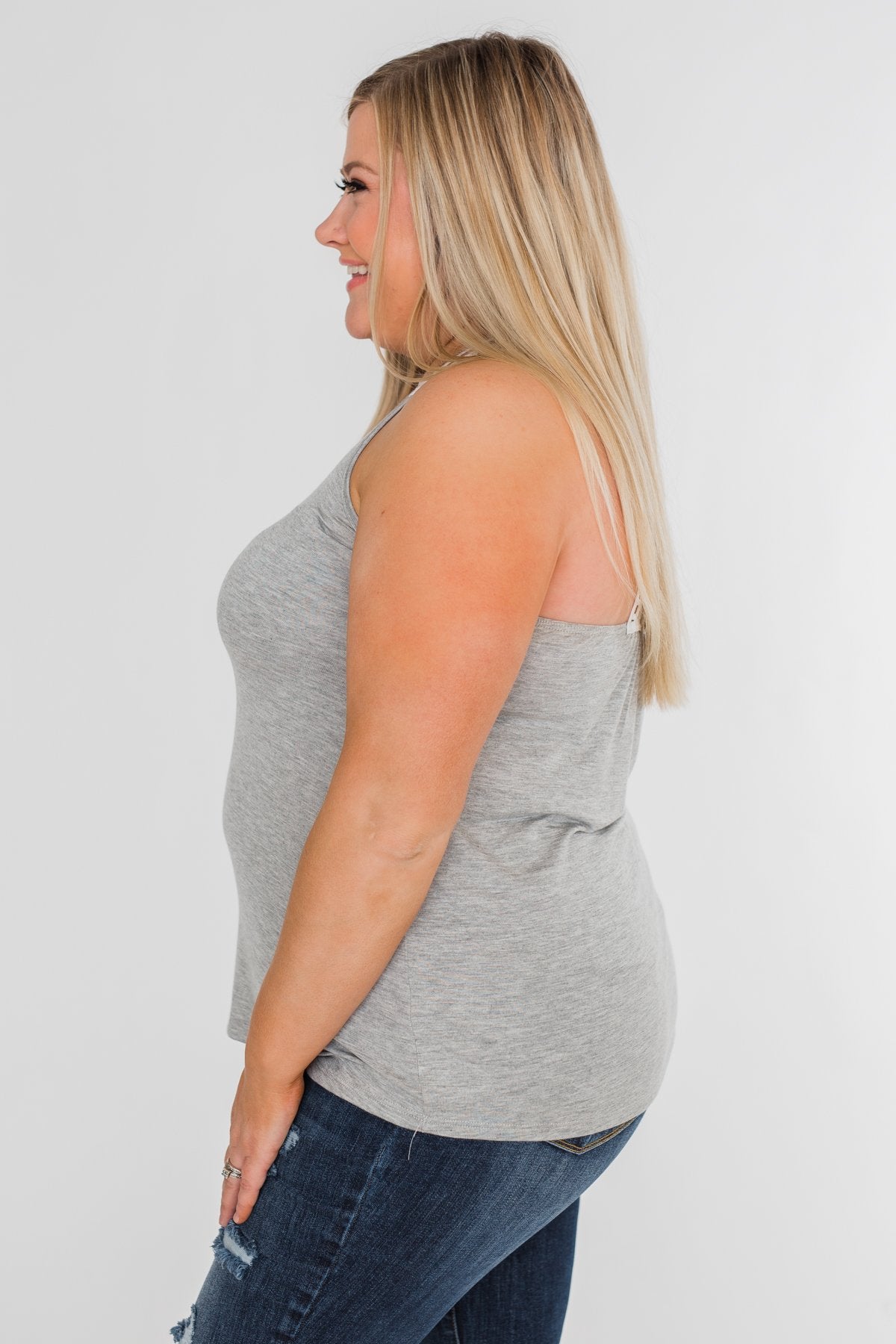 Tell Me Again Crochet Knit Tank Top- Heather Grey