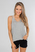 Tell Me Again Crochet Knit Tank Top- Heather Grey