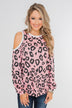Attention On You Leopard Cold Shoulder Top- Pink