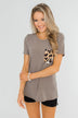 Wild At Heart Leopard Pocket Top- Taupe
