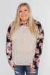 Floral Double Hood Sweatshirt- Beige