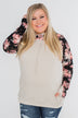 Floral Double Hood Sweatshirt- Beige