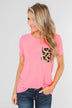 Wild At Heart Leopard Pocket Top- Bright Pink