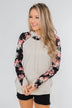 Floral Double Hood Sweatshirt- Beige