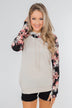 Floral Double Hood Sweatshirt- Beige