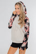 Floral Double Hood Sweatshirt- Beige