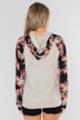 Floral Double Hood Sweatshirt- Beige