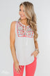 More Beautiful You Embroider Tank Top- White