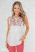 More Beautiful You Embroider Tank Top- White