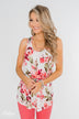 Blossom Into Love Floral Racerback Tank- Ivory