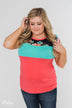 Illuminate The Room Floral Color Block Top- Dark Pink & Navy