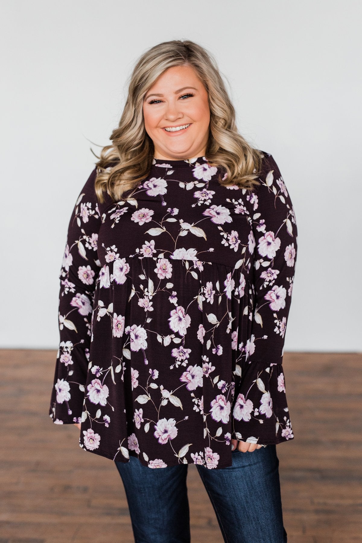 Make A Change Floral Babydoll Top- Eggplant Purple