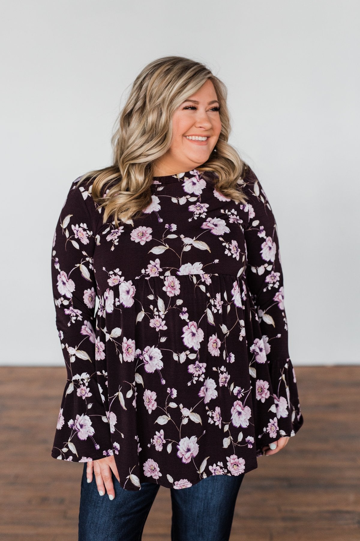 Make A Change Floral Babydoll Top- Eggplant Purple