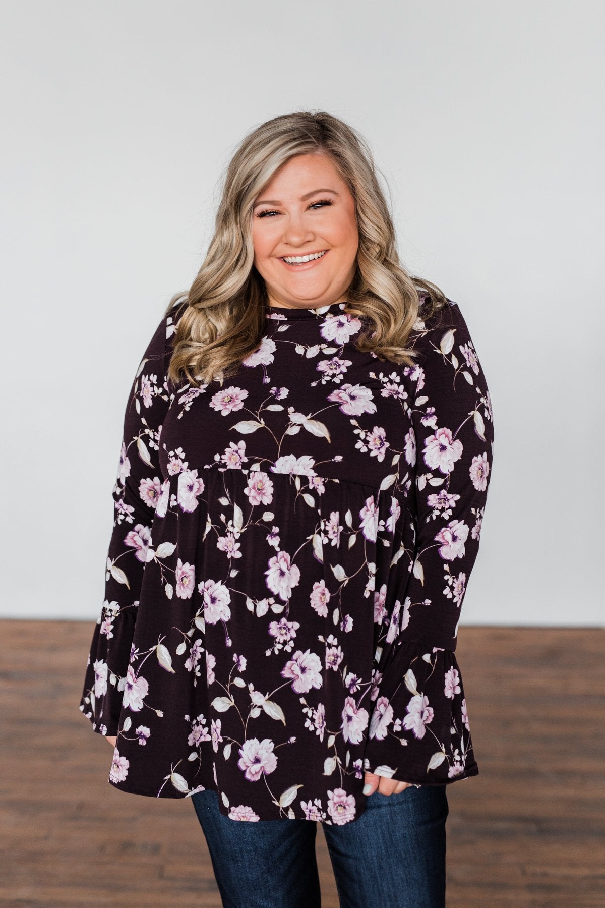 Make A Change Floral Babydoll Top- Eggplant Purple