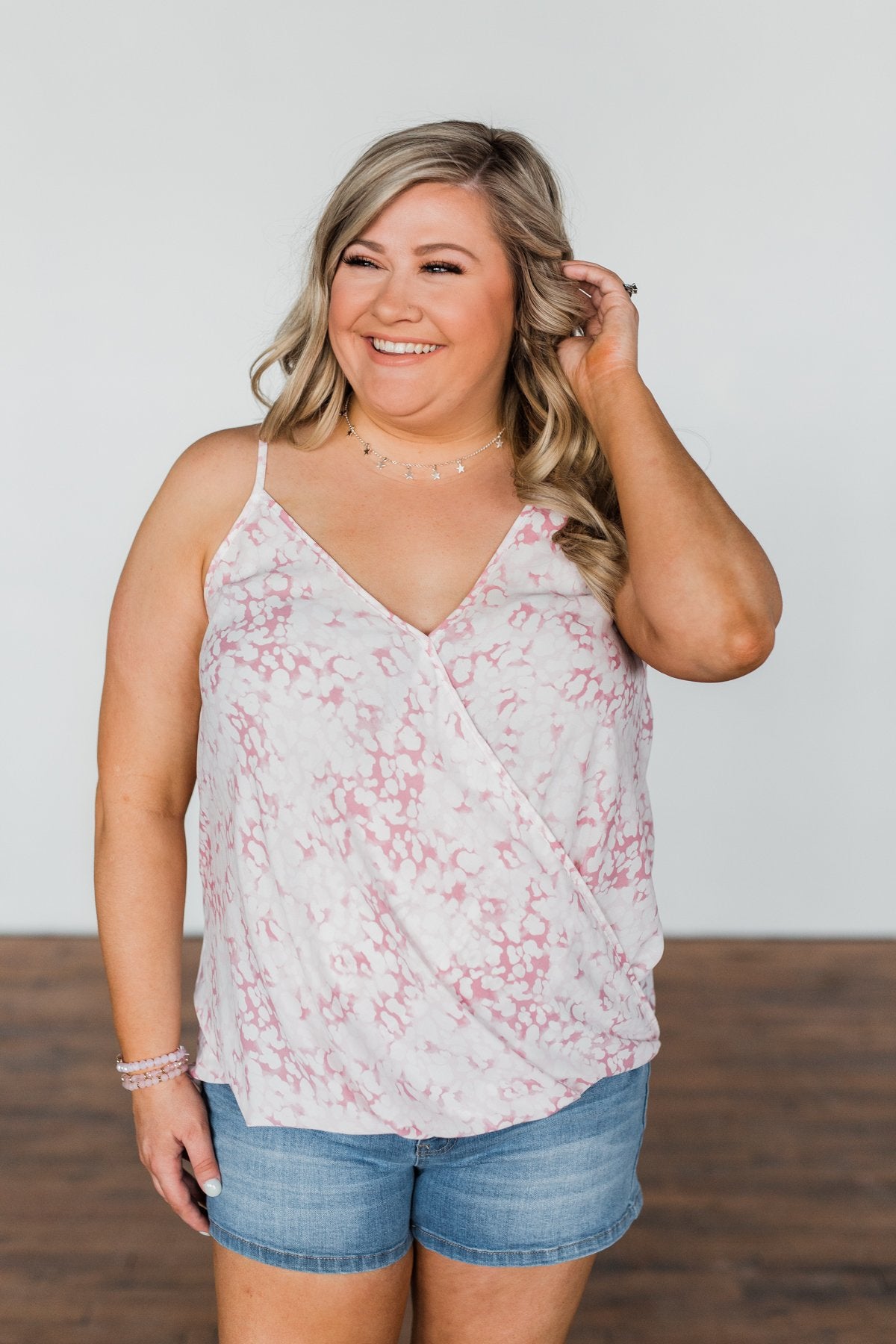 Find Your Purpose V-Neck Wrap Tank Top- Pink