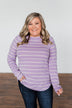 Dance With Somebody Striped Pullover Top- Lavender